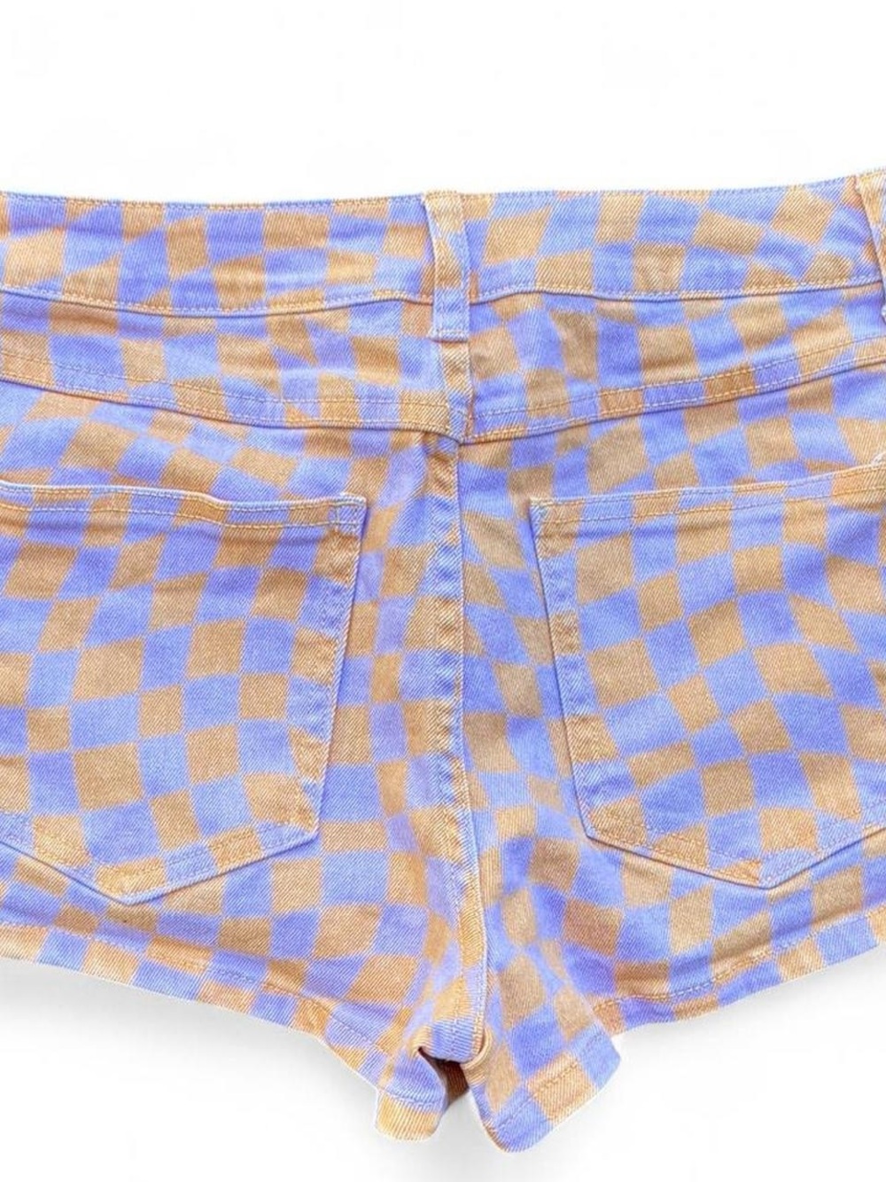 Forever 21 jeans purple + orange checkered shorts - Picture 2 of 3